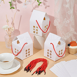 50 Bags House Shaped Paper Folding Candy Tote Boxes with Hollow Window and Rope Handles&nbsp;CON-BC0007-76A