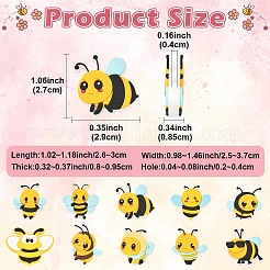 20個 10種類のスタイルのPVCとシリコンビーズ  ミツバチ  きいろ  26~30x25~38x8~9.5mm  穴：2~4.5mm  2個/スタイル&nbsp;FIND-YW0017-88