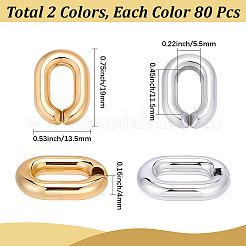 160個 2色アクリルクイックリンクコネクター  オーバル  ゴールデン＆シルバー  19x13.5x4mm  内径：5.5x11.5mm  80個/カラー&nbsp;PACR-SP0001-11A