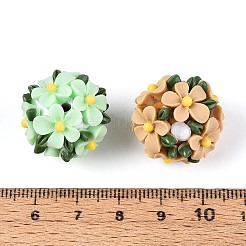 樹脂入り手作りポリマー粘土ラインストーンビーズ  花の丸  DIYジュエリーやペンの装飾に  ミックスカラー  21~22x21~23x21~23mm  穴：2mm&nbsp;RESI-T060-24M