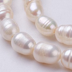 天然養殖淡水パールビーズ連売り  オーバル  貝殻色  6~7x5mm  穴：0.5mm  約48個/連  13.2インチ&nbsp;PEAR-P002-43