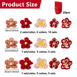 20セット 15セット しわくちゃの紙の花のパーティーデコレーション  プラスチックフック付き  ミックスカラー  130~175x18~25mm&nbsp;AJEW-DC0004-22