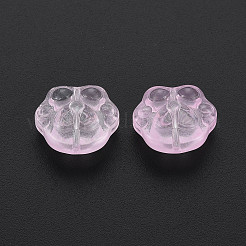 透明焼付塗料ガラスビーズ  足跡  ピンク  13.5x15x8.5mm  穴：1.2mm&nbsp;LS-GLAA-S190-021-A03