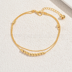 Brass and Iron Round Beaded Ball Chain Double-layer Anklets for Women Daily Holiday Wear&nbsp;UH1961