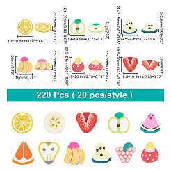 220Pcs 11 Styles Handmade Polymer Clay Cabochons&nbsp;CLAY-AR0001-08
