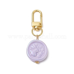 アクリルペンダント装飾  亜鉛合金スイベルクラスプ付き  ウサギとフラットラウンド  ミックスカラー  63.5~64mm&nbsp;HJEW-JM01051