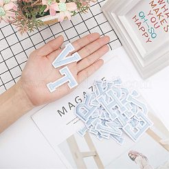 機械刺繍布地アイロンワッペン  マスクと衣装のアクセサリー  アップリケ  アルファベット  a～zの文字  ライトスカイブルー  47.5~51x15~39.5x1.5mm  26個/セット  2セット /バッグ&nbsp;DIY-GF0002-18A