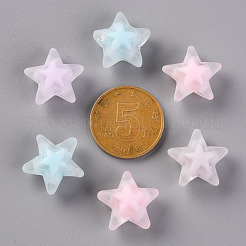 透明なアクリルビーズ  艶消し  二層ビーズ  スター  ミックスカラー  15.5x16x9.5mm  穴：3mm  約569個/500g&nbsp;TACR-S152-11C