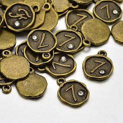 Antique Bronze Plated Alloy Rhinestone Charms&nbsp;ALRI-J153-07-NF