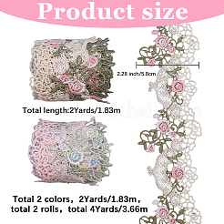4 Yards 2 Colors Polyester Lace Trim Ribbons&nbsp;OCOR-GF0005-04