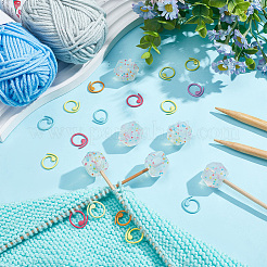 Hexagon with Polka Dot Pattern Food Grade Eco-Friendly Silicone Knitting Needle Stoppers&nbsp;DIY-NB0010-70
