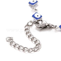 Enamel Rhombus with Evil Eye Link Chains Bracelet&nbsp;BJEW-P271-03P-03