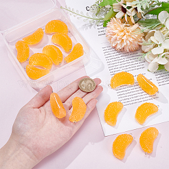 16個のレジンペンダント  プラチナトーン鉄パーツ  模造食品  オレンジ  サンゴ  41~43x23~24x17~18mm  穴：2mm&nbsp;RESI-ME0001-07