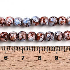 プリントガラスビーズ焼付塗装ガラスビーズ連売り  ラウンド  シエナ  6~6.5mm  穴：1mm  約145~169個/連  31.10~35.83インチ（79~91cm）&nbsp;DGLA-N003-6mm-A03