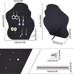 アクリルイヤリングディスプレイスタンド  プラチナトーン鉄パーツ  ポリゴン  ブラック  19.2x7x20.8cm  穴：2~4.5mm&nbsp;EDIS-WH0006-28A