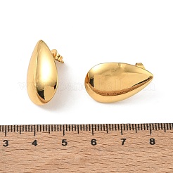 304ステンレススチールスタッドピアス  ティアドロップ  ゴールドカラー  24x15mm&nbsp;SA-CBA46AF-15G