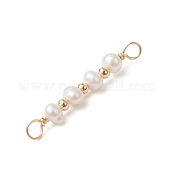 Natural Cultured Freshwater Pearl Potato Beaded Connector Charms&nbsp;PALLOY-JF03702
