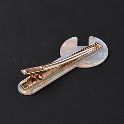 アクリルワニのヘアクリップ  鉄パーツ  女の子のためのヘアアクセサリー  スパナ  ゴールドカラー  66x29x14mm&nbsp;LS-OHAR-P020-06G