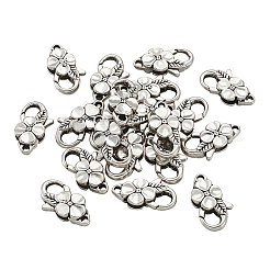 合金製カニカン  花  アンティークシルバー  25x14mm  穴：2mm&nbsp;PALLOY-KS0001-02