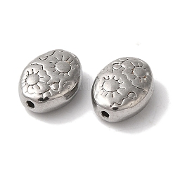 変色しにくい304ステンレススチールビーズ  太陽とオーバル  ステンレス鋼色  8x6x3mm  穴：1mm&nbsp;STAS-I305-149P
