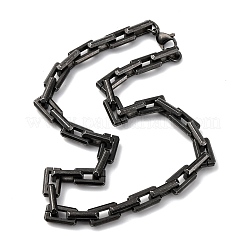 10mm 304ステンレススチール長方形アズキチェーンネックレス  イオンプレーティング（ip）  ガンメタ色  18.86インチ（47.9cm）&nbsp;NJEW-C099-02B