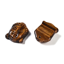 天然タイガーアイ彫刻ペンダント  仏のチャーム  29x22.5x11mm  穴：0.5mm&nbsp;G-I361-01B