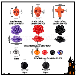 ハロウィンテーマのDIYビーズキット  合成ターコイズ、サンゴ、黒石、天然溶岩石ビーズを含む  合金ビーズ  8~16x2~12x3~11mm  穴：1~1.4mm  237個/セット&nbsp;DIY-PH0030-27