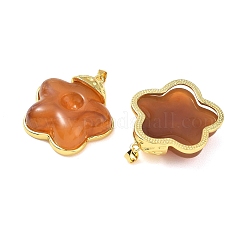 真鍮と樹脂のペンダント  花のチャーム  長持ちメッキ  18KGP本金メッキ  カドミウムフリー＆鉛フリー  シエナ  35x31.5x10.5mm  穴：5x4mm&nbsp;KK-A303-04G-01