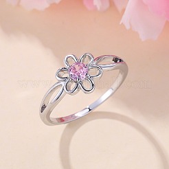 Flower Brass Micro Pave Pearl Pink Cubic Zirconia Finger Rings&nbsp;FS-WGCFB35-03
