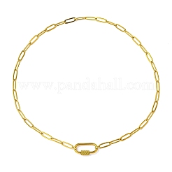4MM 304 Stainless Steel Paperclip Chain Necklaces with Screw Carabiner Lock Charms for Women&nbsp;NJEW-JN06229