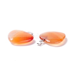 天然赤瑪瑙のペンダント  プラチナトーンの真鍮パーツ  ハート  27~28x24.5~26x6~8.5mm  穴：2.4x5.6mm&nbsp;G-G956-B51-FF