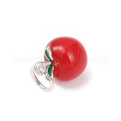 Teachers' Day Fine Silver Red Enamel Fruit Charms&nbsp;STER-F060-01S-03