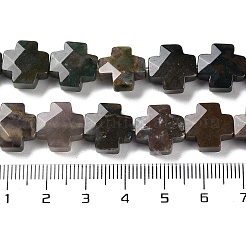 天然石インディアン瑪瑙ビーズ連売り  多面カット  クロス  12~13x12~12.5x5~6mm  穴：1.4mm  約17個/連  8.27インチ（21cm）&nbsp;G-K357-C10-01