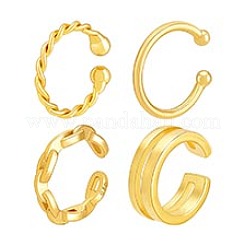 4個、4つのスタイル、925つのスターリングシルバーのカフイヤリング  C字型  ゴールドカラー  11~12x1~4mm  1個/スタイル&nbsp;EJEW-PH0001-38G