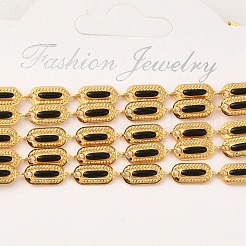 304ステンレススチールリンクチェーン  エナメルと紙カード付き  イオンプレーティング（ip）  ブラック  12x4.5x1.5mm&nbsp;STAS-C094-03G-02