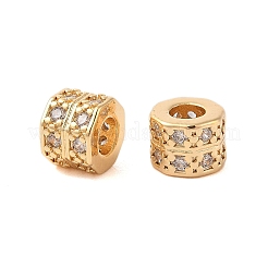 Brass Micro Pave Clear Cubic Zirconia European Beads&nbsp;KK-B100-017G