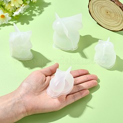 3Dウサギキャンドルシリコン型 4個、4スタイル  ホワイト  4.9~6.9×4.2~5.8×4~6.9cm&nbsp;ST-CJ0043-047