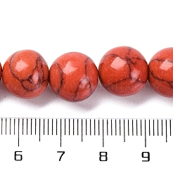 合成ターコイズビーズ連売り  染め  ラウンド  インディアンレッド  12mm  穴：1.2mm  約33個/連  15.16インチ（38.5cm）&nbsp;G-L605-G01-04D