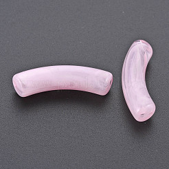 透明なアクリルビーズ  天然石風  カーブチューブ  パールピンク  33x8x10.5mm  穴：1.6mm  約300個/500g&nbsp;OACR-Q181-003B
