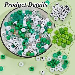 聖パトリックの日をテーマにしたDIYビーズキット  アクリルビーズ入り  プラスチックビーズ  ミックスカラー  6~11x7~11x6~9mm  穴：1~3.8mm  830個/セット&nbsp;DIY-SP0002-02