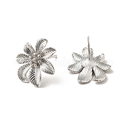 Rack Plating Brass Flower Stud Earrings for Women&nbsp;EJEW-F288-17P
