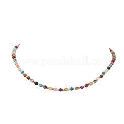 4MM Dyed Faceted Round Natural Agate Beaded Necklaces&nbsp;NJEW-JN05692