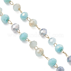 Handmade Glass Faceted Rondelle Bead Link Chain Bracelet Making&nbsp;AJEW-JB01584