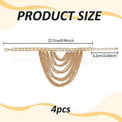 4Pcs Alloy Multi-Layered Chain Tassel High Heel Decor Anklets for Women&nbsp;AJEW-PH0007-78G