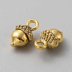 合金のチベット風チャーム  ドングリ  アンティーク黄金  13x7.5x6mm  穴：1.8mm&nbsp;FIND-WH0139-275AG