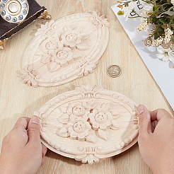 Wood Cabochons Carved Onlay Applique Craft&nbsp;AJEW-WH20054-252
