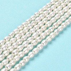 天然養殖淡水パールビーズ連売り  ライス  グレード6 A  オールドローズ  5.5~7x4~4.3mm  穴：0.6mm  約52~54個/連  14.17''（36センチメートル）&nbsp;PEAR-E016-145