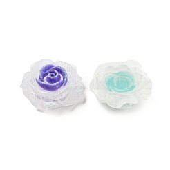 半透明の樹脂カボション  AB色の花  ミックスカラー  26x26x10mm&nbsp;RESI-D005-08