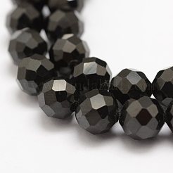 天然石ブラックスピネルビーズ連売り  多面カット  ラウンド  7.5~8mm  穴：1mm  約52個/連  15.5~15.7インチ（39.5~40cm）&nbsp;G-G682-23-8mm