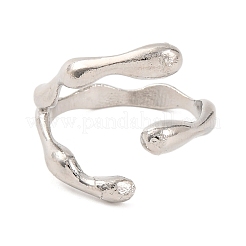 女性用合金オープンカフリング  プラチナ  19mm  内径：17.2mm&nbsp;RJEW-M018-02P-02